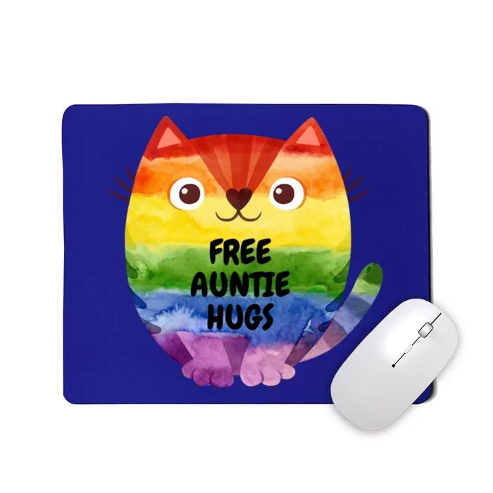 Free Auntie Hugs Pride Lgbtq Flag Cat Gift Mousepad