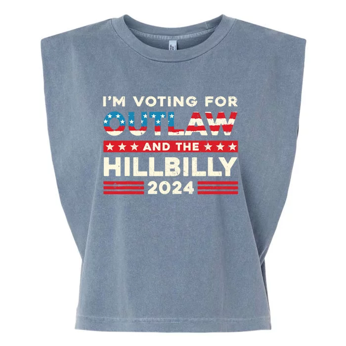 Felon And Hillbilly 24 Pro Trump 2024 Flag Funny Political Garment-Dyed Women's Muscle Tee