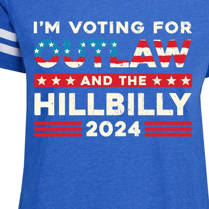 Felon And Hillbilly 24 Pro Trump 2024 Flag Funny Political Enza Ladies Jersey Football T-Shirt