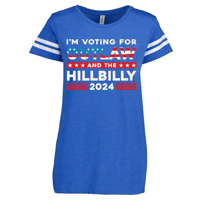 Felon And Hillbilly 24 Pro Trump 2024 Flag Funny Political Enza Ladies Jersey Football T-Shirt