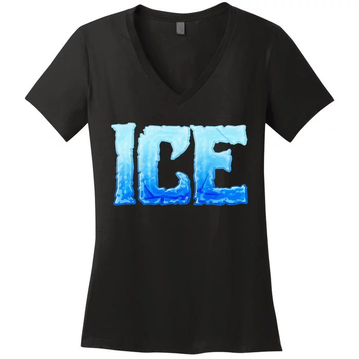 Fire And Ice Funny DIY Group Couples Halloween Costume Ice Women's V-Neck T-Shirt