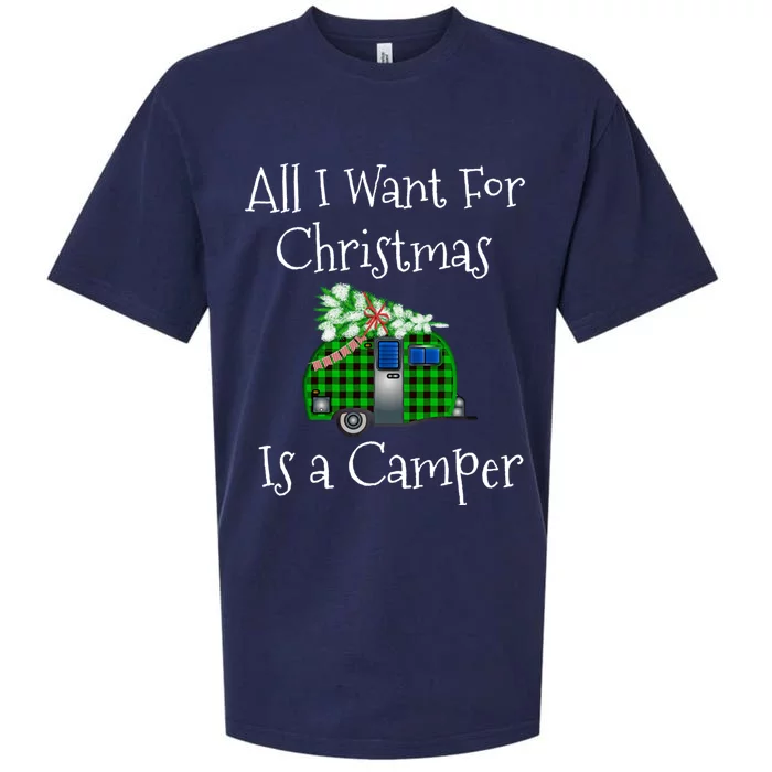 Funny All I Want For Christmas Is A Camper Gift For Rv Fans Gift Sueded Cloud Jersey T-Shirt