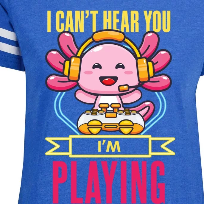 Funny Axolotl I Can Not Hear You I Am Gaming Headset Quote Gift Enza Ladies Jersey Football T-Shirt