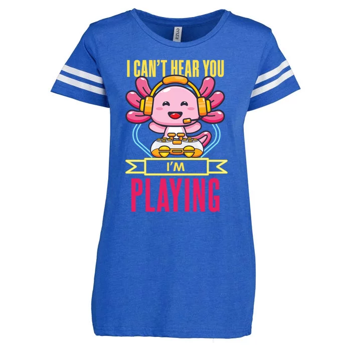 Funny Axolotl I Can Not Hear You I Am Gaming Headset Quote Gift Enza Ladies Jersey Football T-Shirt