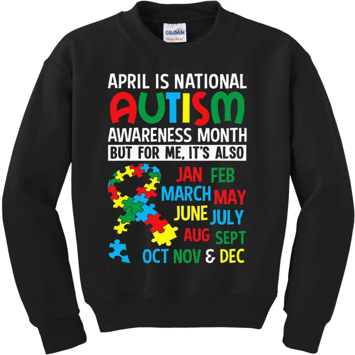 funny April is National Autism Awareness Month Kids Sweatshirt