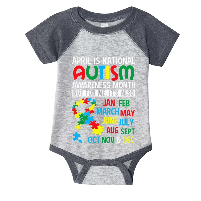 funny April is National Autism Awareness Month Infant Baby Jersey Bodysuit