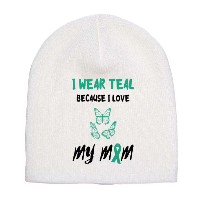 Food Allergy I Love My Mom Food Allergy Awareness Ribbon Short Acrylic Beanie