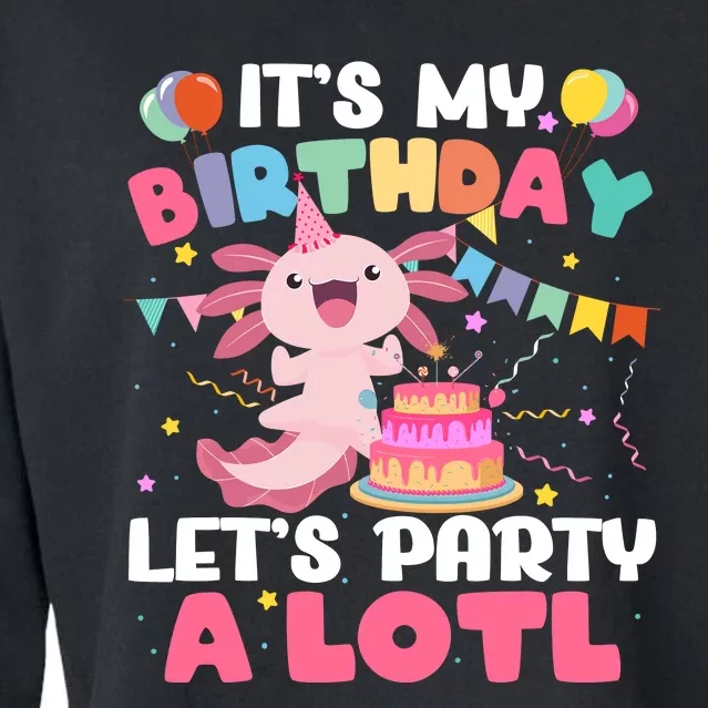 Funny Axolotl Its My Birthday Lets Party Alotl Family Cropped Pullover Crew