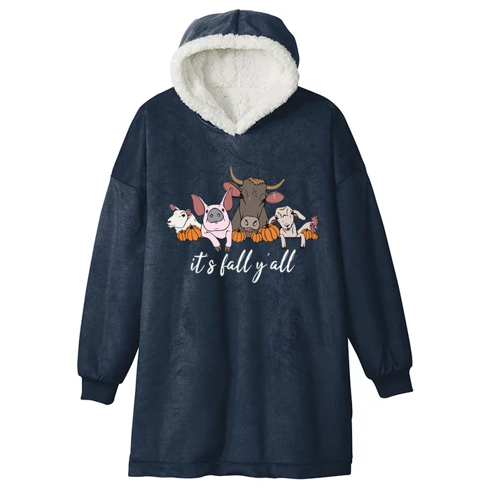 Farm Animals ItS Fall YAll Pumpkins Autumn Halloween Gift Hooded Wearable Blanket