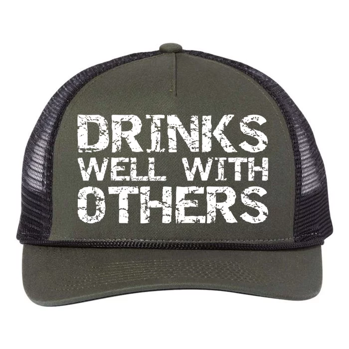 Funny Alcohol Ing Quote Party S Well With Others Cute Gift Retro Rope Trucker Hat Cap