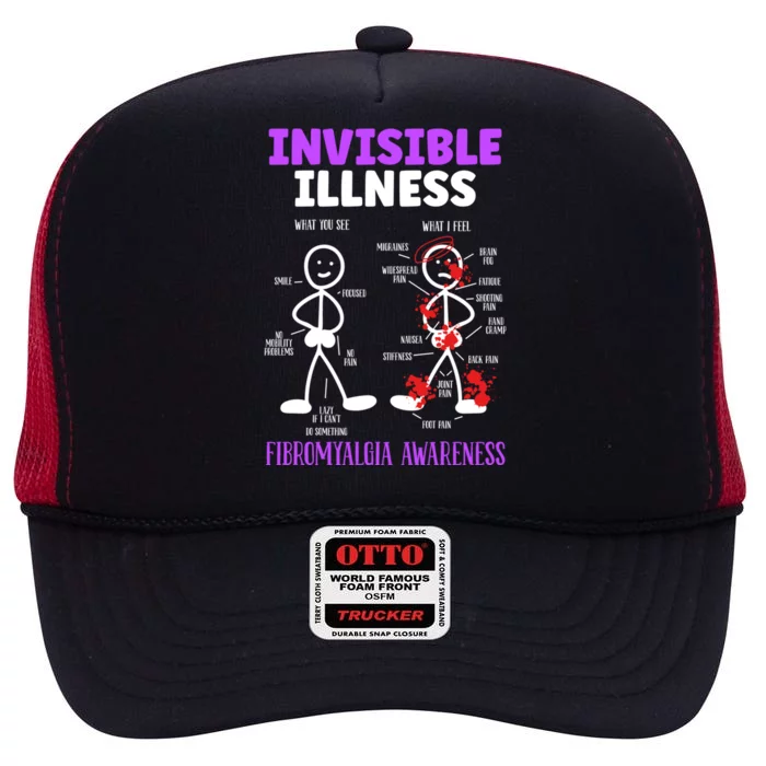 Fibromyalgia Awareness Invisible Illness Disease Survivor Cute Gift High Crown Mesh Trucker Hat