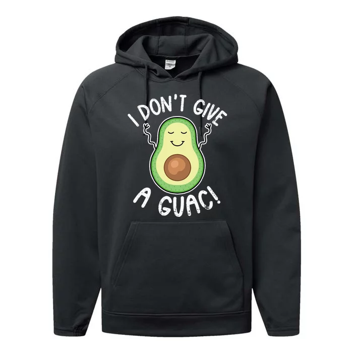 Funny Avocado I Don't Give A Guac Vegan Performance Fleece Hoodie