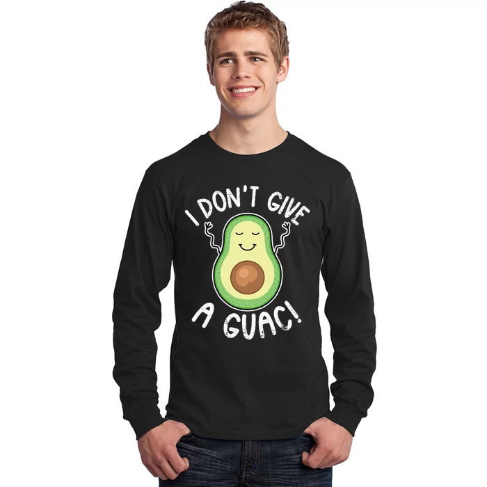 Funny Avocado I Don't Give A Guac Vegan Long Sleeve Shirt