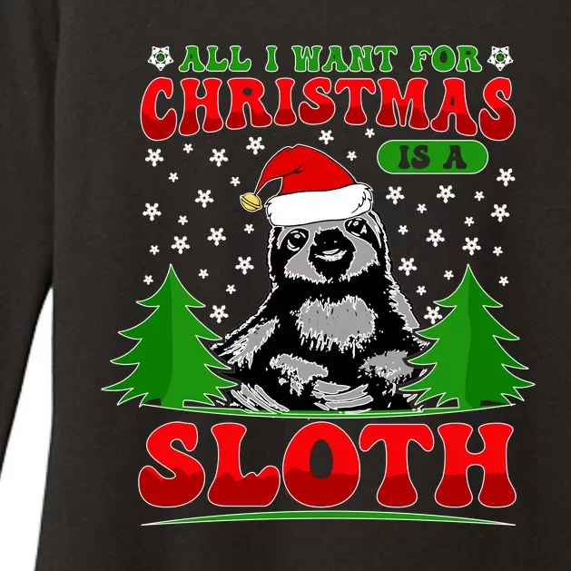 Funny All I Want For Christmas Is A Sloth Womens CVC Long Sleeve Shirt