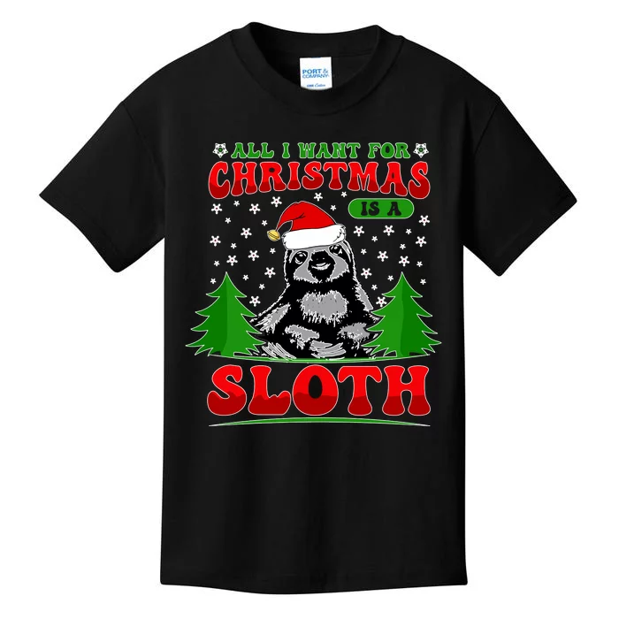 Funny All I Want For Christmas Is A Sloth Kids T-Shirt