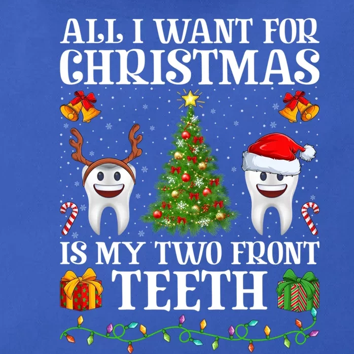 Funny All I Want For Christmas Is My Two Front Teeth Xmas Cool Gift Zip Tote Bag