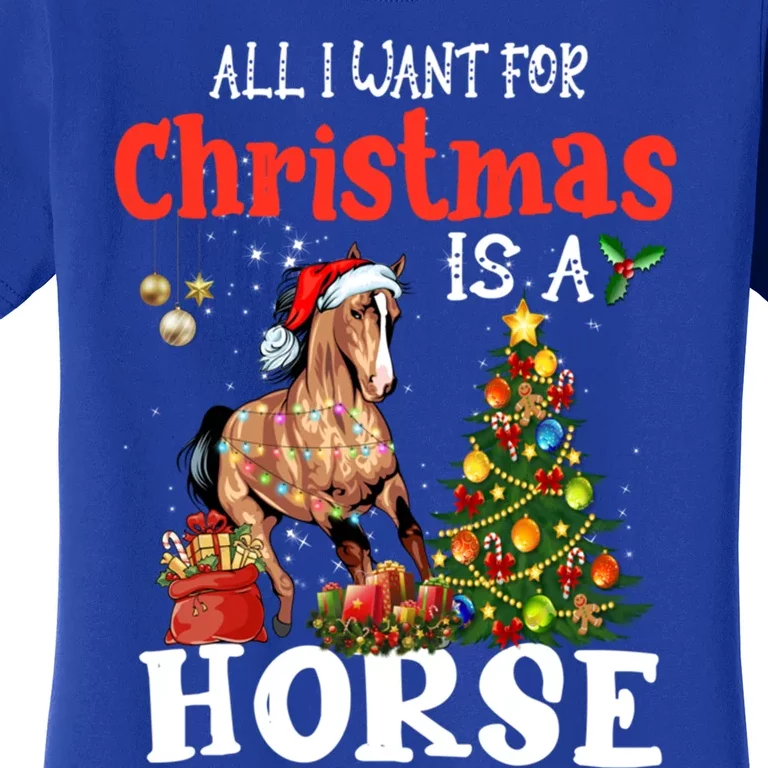 Funny All I Want For Christmas Horse Equestrian Xmas Gift Women's T-Shirt