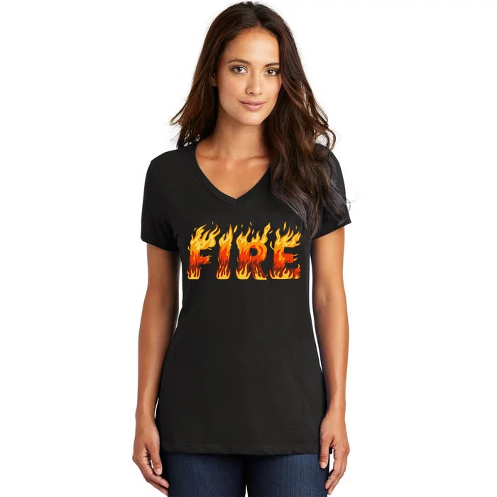 Fire And Ice Last Minute Halloween Matching Couple Costume Gift Women's V-Neck T-Shirt