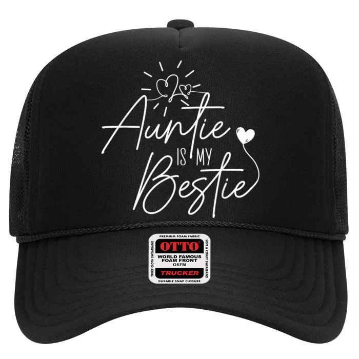 Funny Auntie Is My Bestie Auntie Niece Nephew High Crown Mesh Trucker Hat