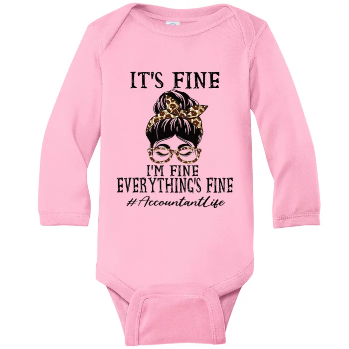 Funny Accountant Its Fine Im Fine And Everythings Fine Baby Long Sleeve Bodysuit