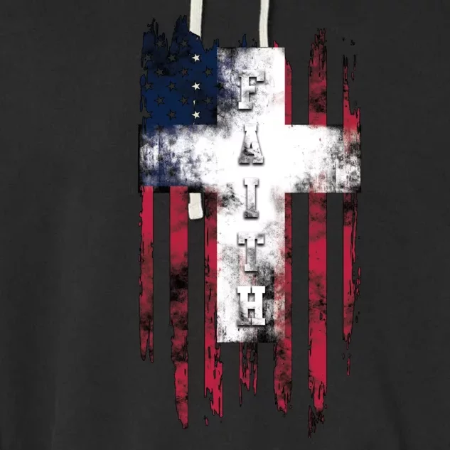 Faith American Flag Cross Garment-Dyed Fleece Hoodie