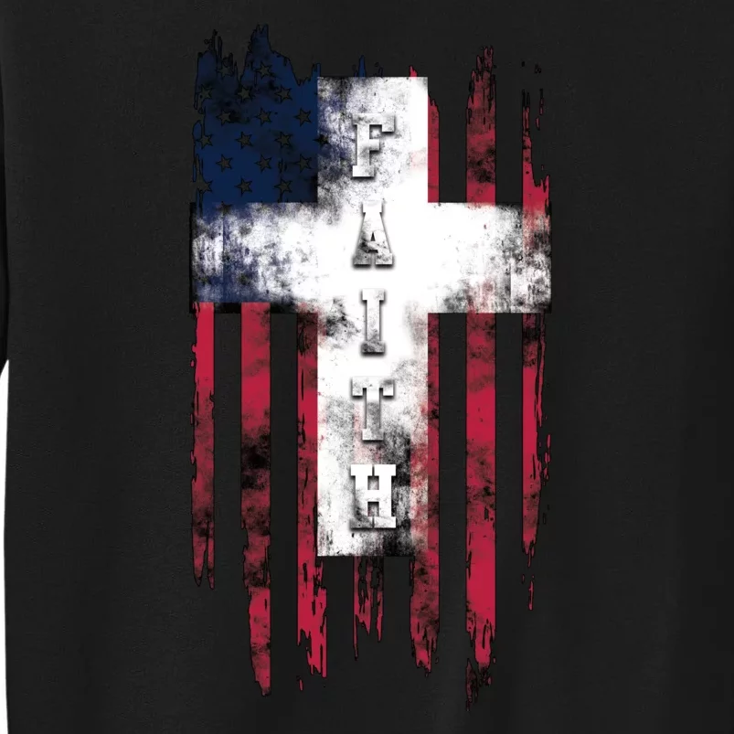 Faith American Flag Cross Tall Sweatshirt