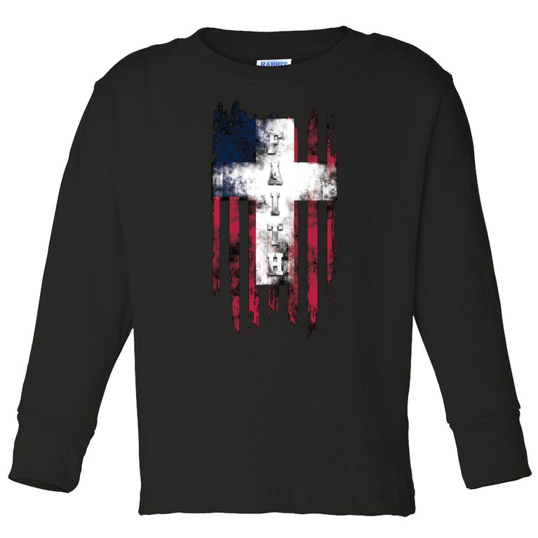 Faith American Flag Cross Toddler Long Sleeve Shirt