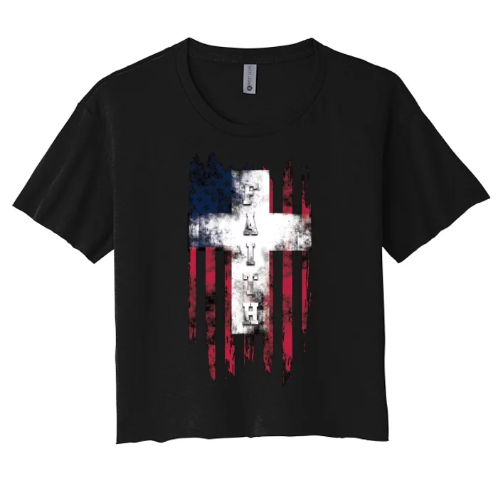 Faith American Flag Cross Women's Crop Top Tee