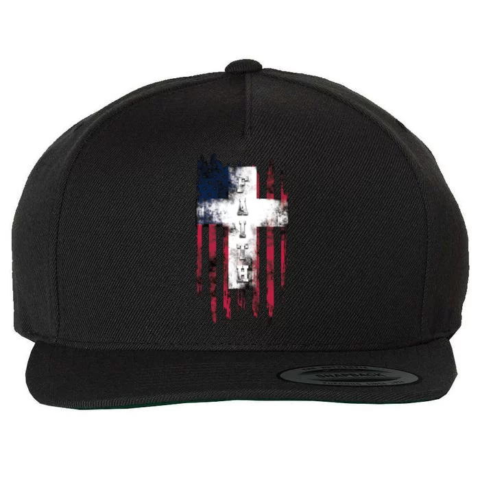 Faith American Flag Cross Wool Snapback Cap