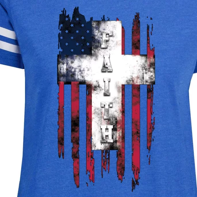 Faith American Flag Cross Enza Ladies Jersey Football T-Shirt