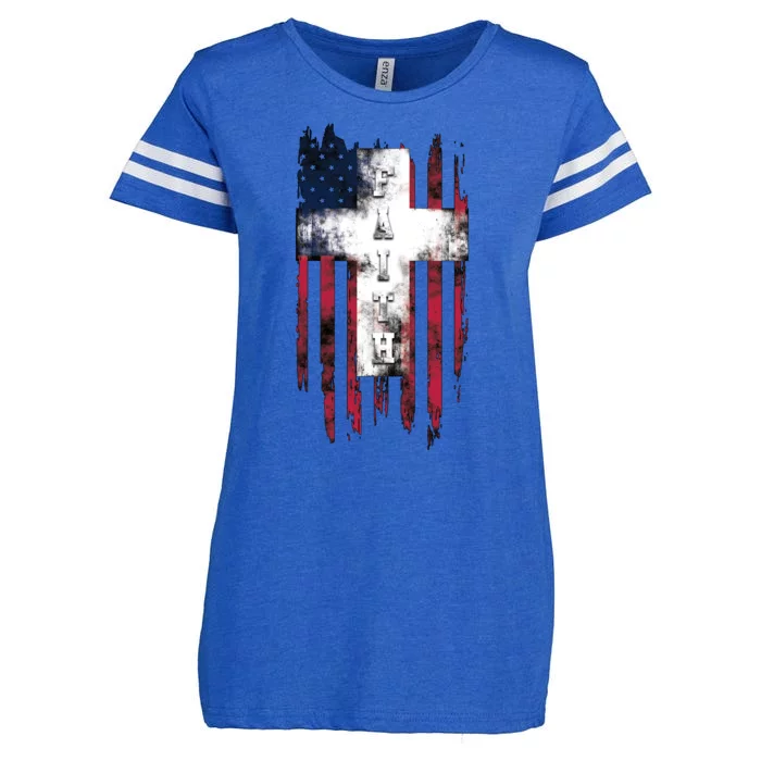 Faith American Flag Cross Enza Ladies Jersey Football T-Shirt