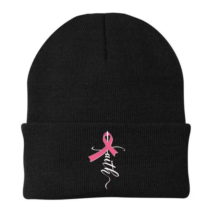 Faith Breast Cancer Awareness Ribbon Knit Cap Winter Beanie