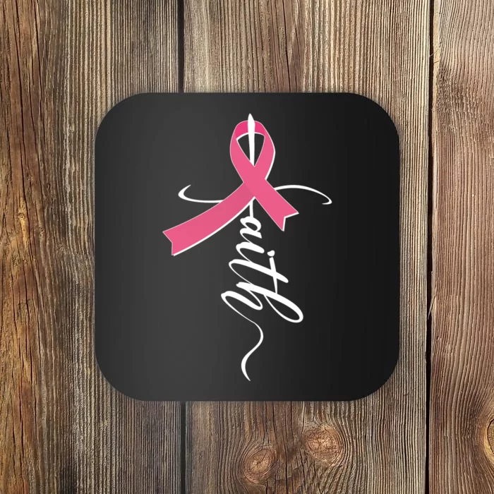 Faith Breast Cancer Awareness Ribbon Coaster