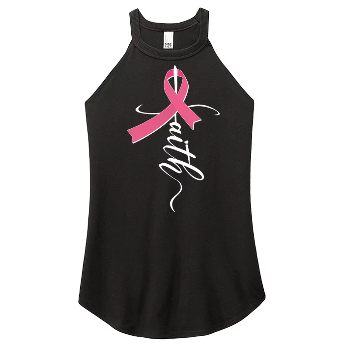 Faith Breast Cancer Awareness Ribbon Women’s Perfect Tri Rocker Tank