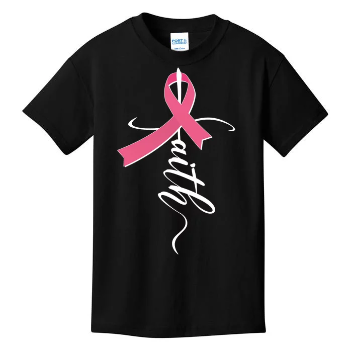 Faith Breast Cancer Awareness Ribbon Kids T-Shirt