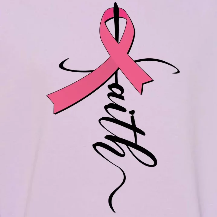 Faith Breast Cancer Awareness Ribbon Garment-Dyed Sweatshirt