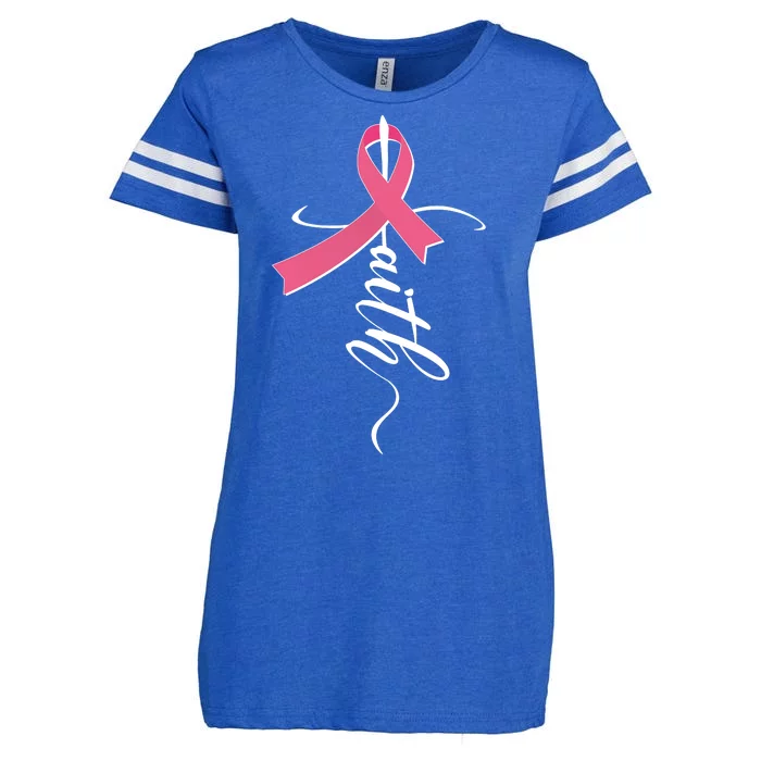 Faith Breast Cancer Awareness Ribbon Enza Ladies Jersey Football T-Shirt