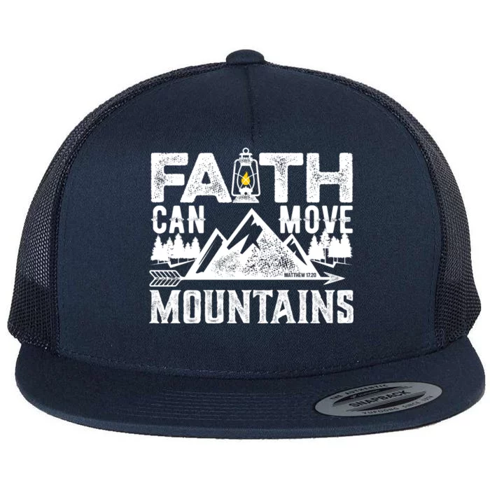 Faith Can Move Mountains - Matthew 17.20 Bible Verse Flat Bill Trucker Hat