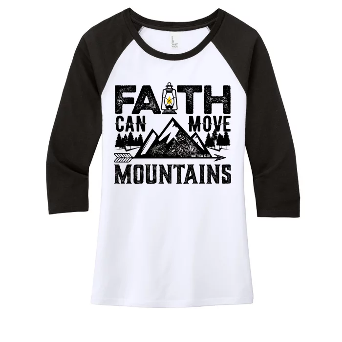 Faith Can Move Mountains - Matthew 17.20 Bible Verse Women's Tri-Blend 3/4-Sleeve Raglan Shirt