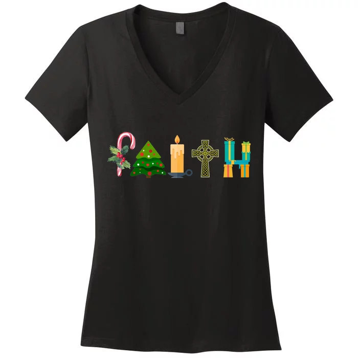 FAITH Christmas Spirit Women's V-Neck T-Shirt