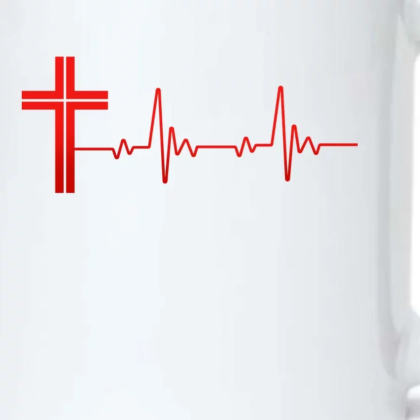 Faith Cross Heartbeat Pulse Black Color Changing Mug