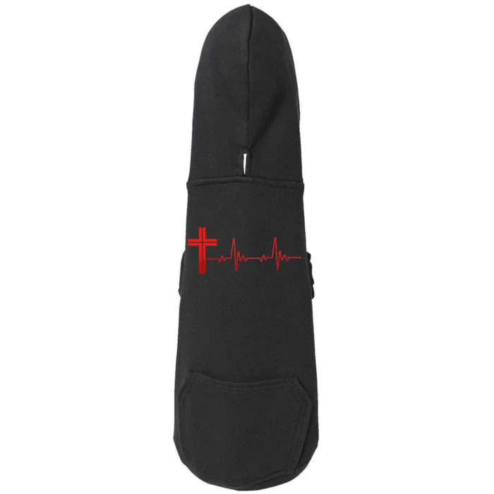 Faith Cross Heartbeat Pulse Doggie 3-End Fleece Hoodie