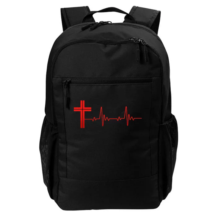 Faith Cross Heartbeat Pulse Daily Commute Backpack