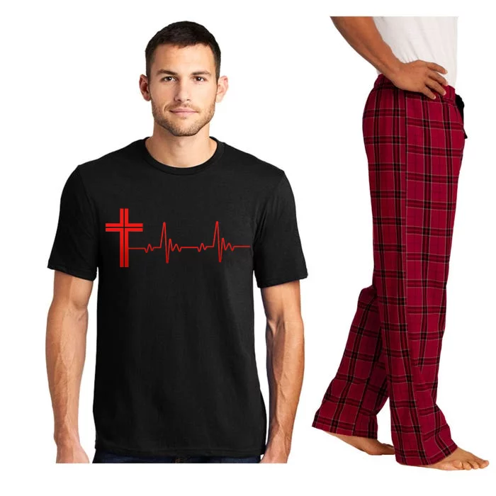 Faith Cross Heartbeat Pulse Pajama Set