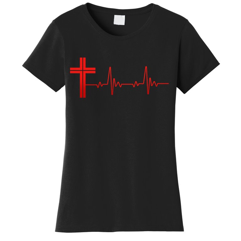 Faith Cross Heartbeat Pulse Women's T-Shirt