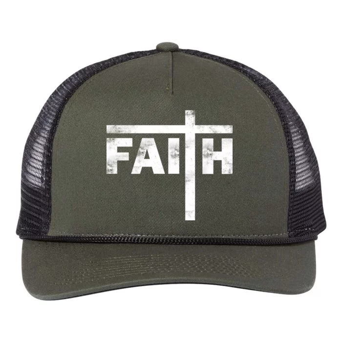 Faith Cross Logo Retro Rope Trucker Hat Cap