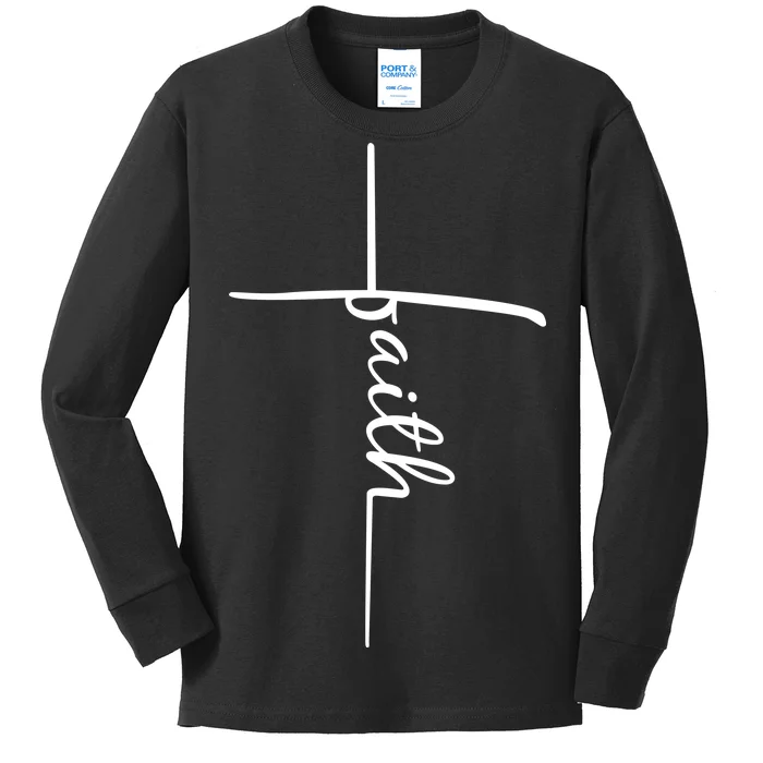 Faith Cross Symbol Kids Long Sleeve Shirt