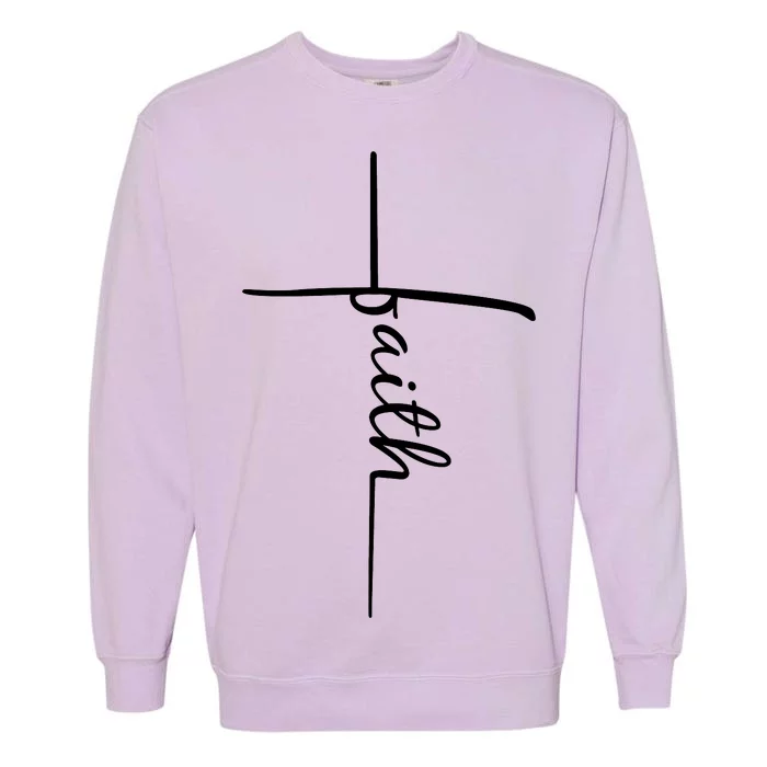 Faith Cross Symbol Garment-Dyed Sweatshirt