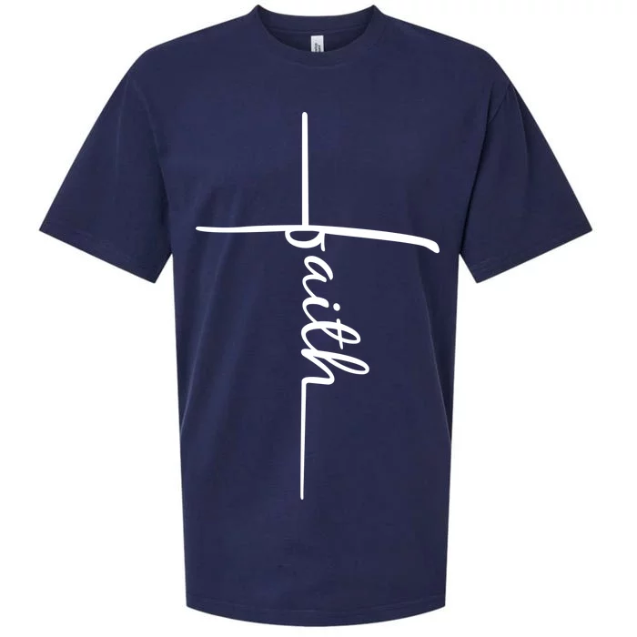 Faith Cross Symbol Sueded Cloud Jersey T-Shirt