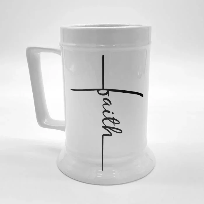 Faith Cross Symbol Front & Back Beer Stein